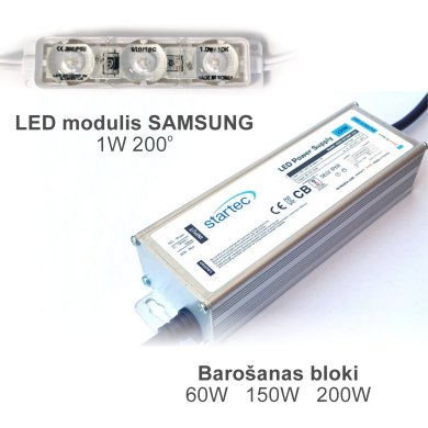 LED moduļi un barošanas bloki